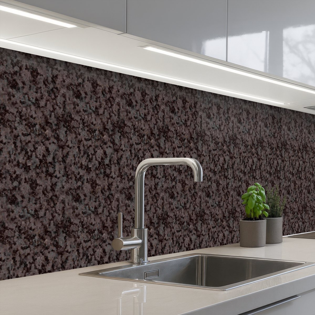 Keuken achterwand 500x60 cm - Spatscherm zelfklevend Donker - Grijs - Patroon - Muurbeschermer - Spatwand fornuis