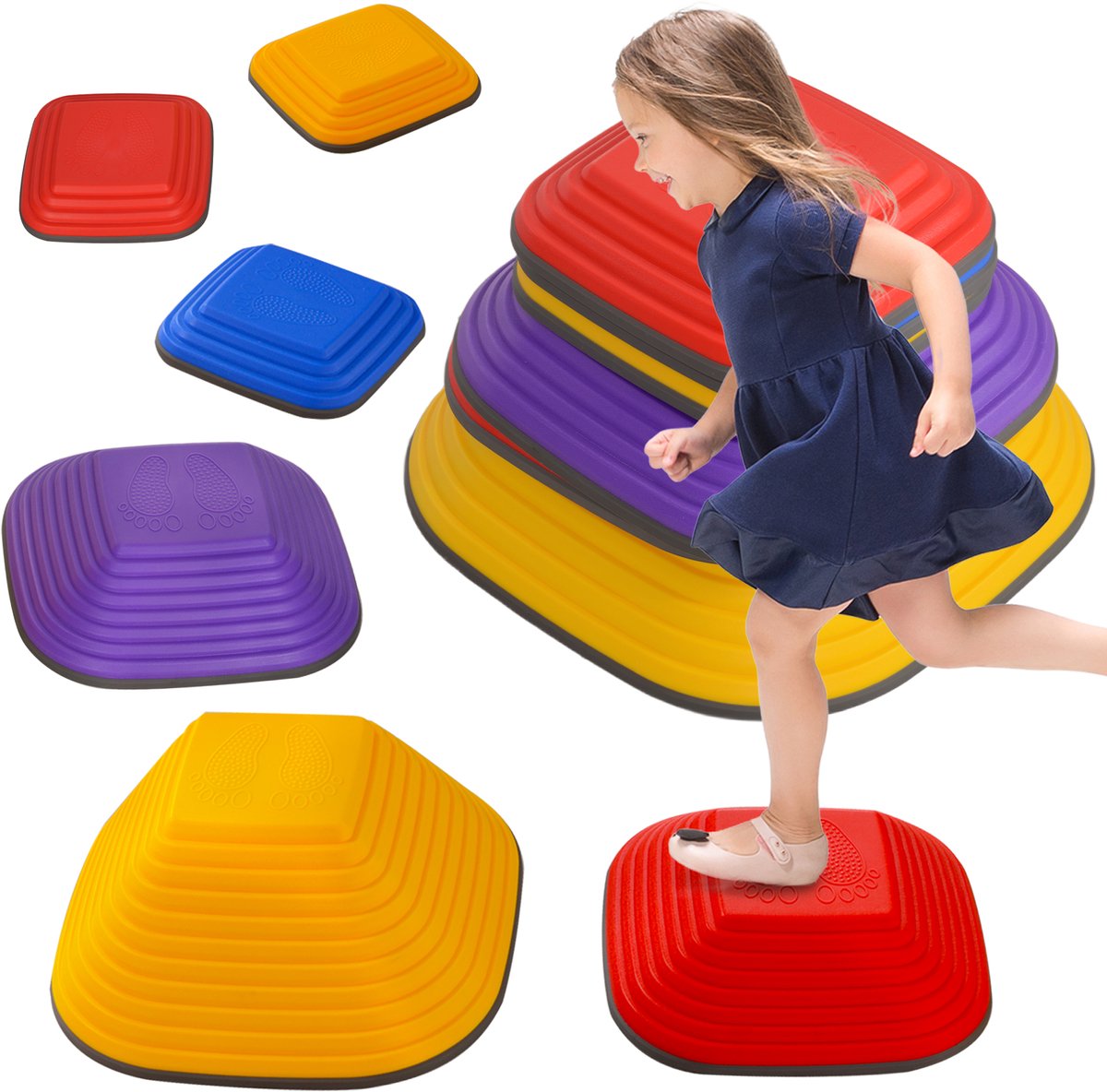 AIYAPLAY balans-stapstenen - 6-delige - antislip - meerkleurig