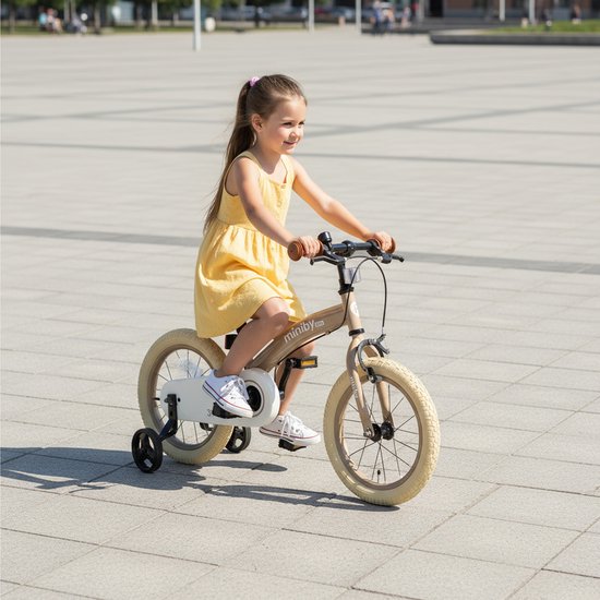 Qplay Miniby Kinderfiets 14 inch - 3 in 1 - loopfiets - Nude Pink van Qplay — afbeelding 2