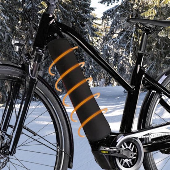 2 Stuks - Beschermhoes voor Fietsaccu - Geïntegreerde Accuhoes - Waterdicht en Stofdicht - past op frames met een omtrek van 28-36CM (oranje kleur) van Merkloos — afbeelding 3