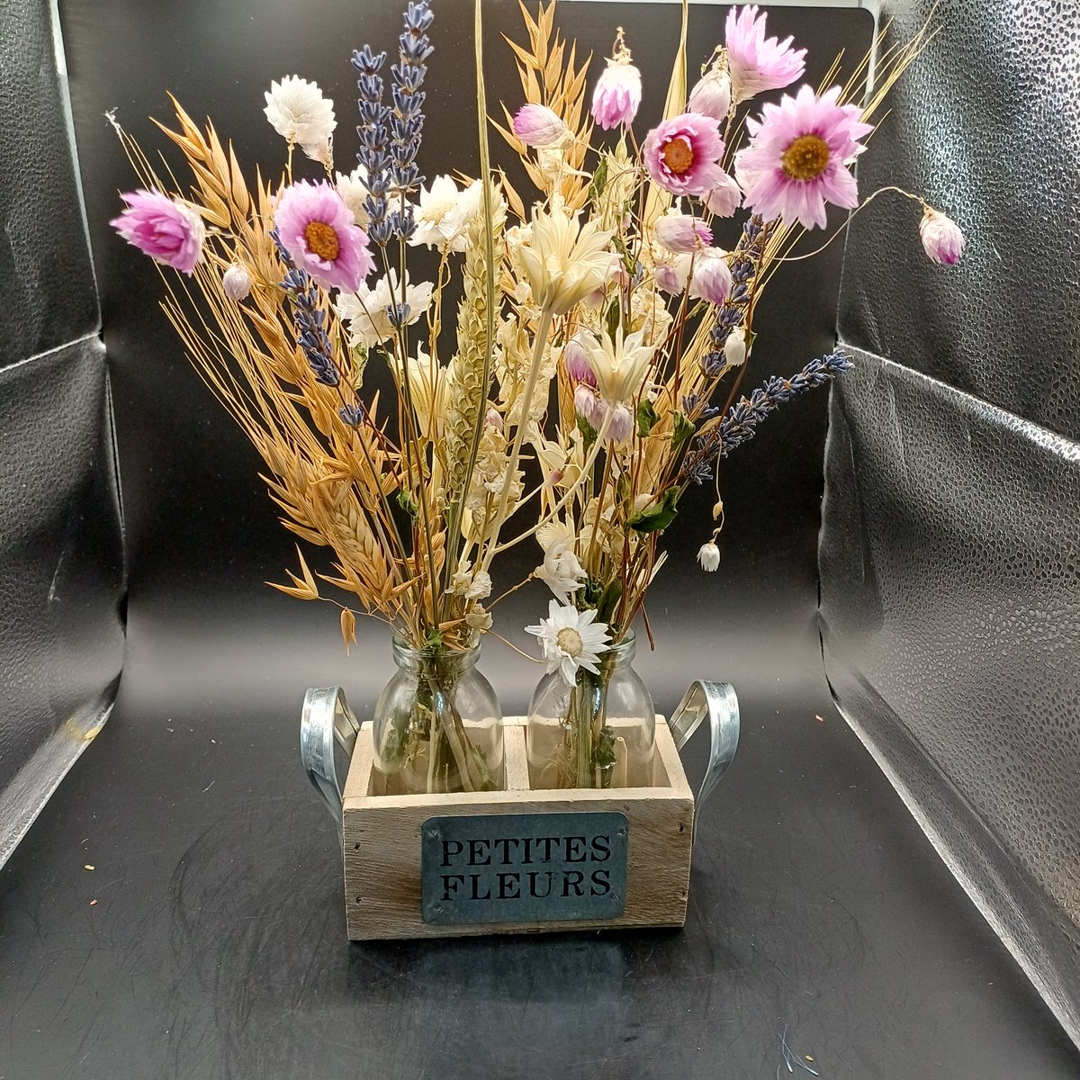 Houten houder voor droogbloemen