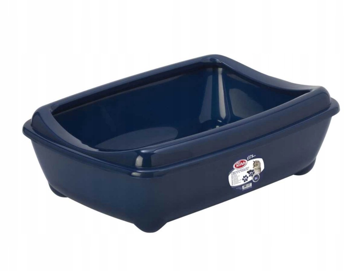 Pet Nova KittyTray Kattenbak Open met Rand, Middel, Marineblauw