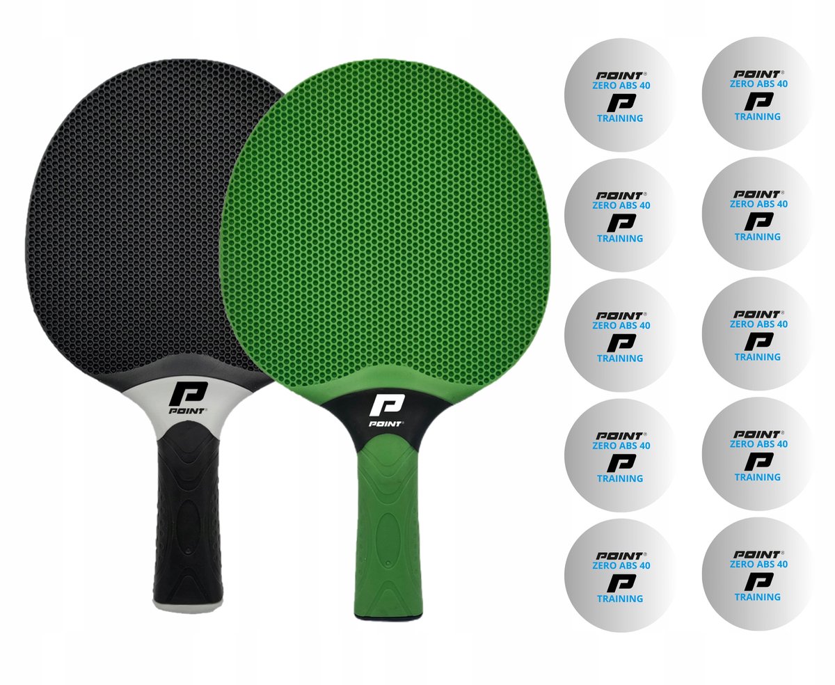 POINT SCHOOL OUTDOOR Tafeltennis Set Groen/Zwart + 10 Ballen