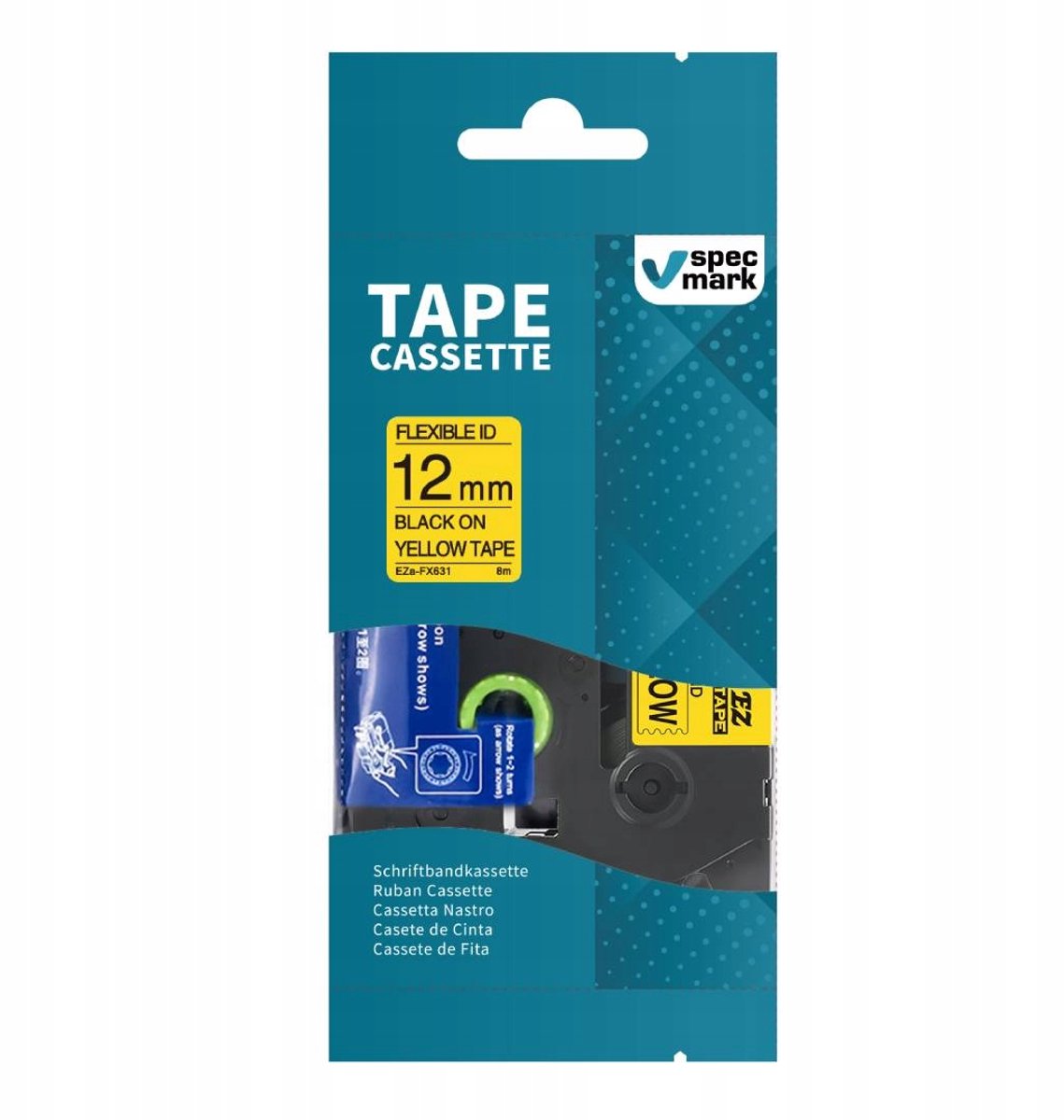 Brother TZe-FX631 Flexibele Label Tape 12mm Geel Zwart