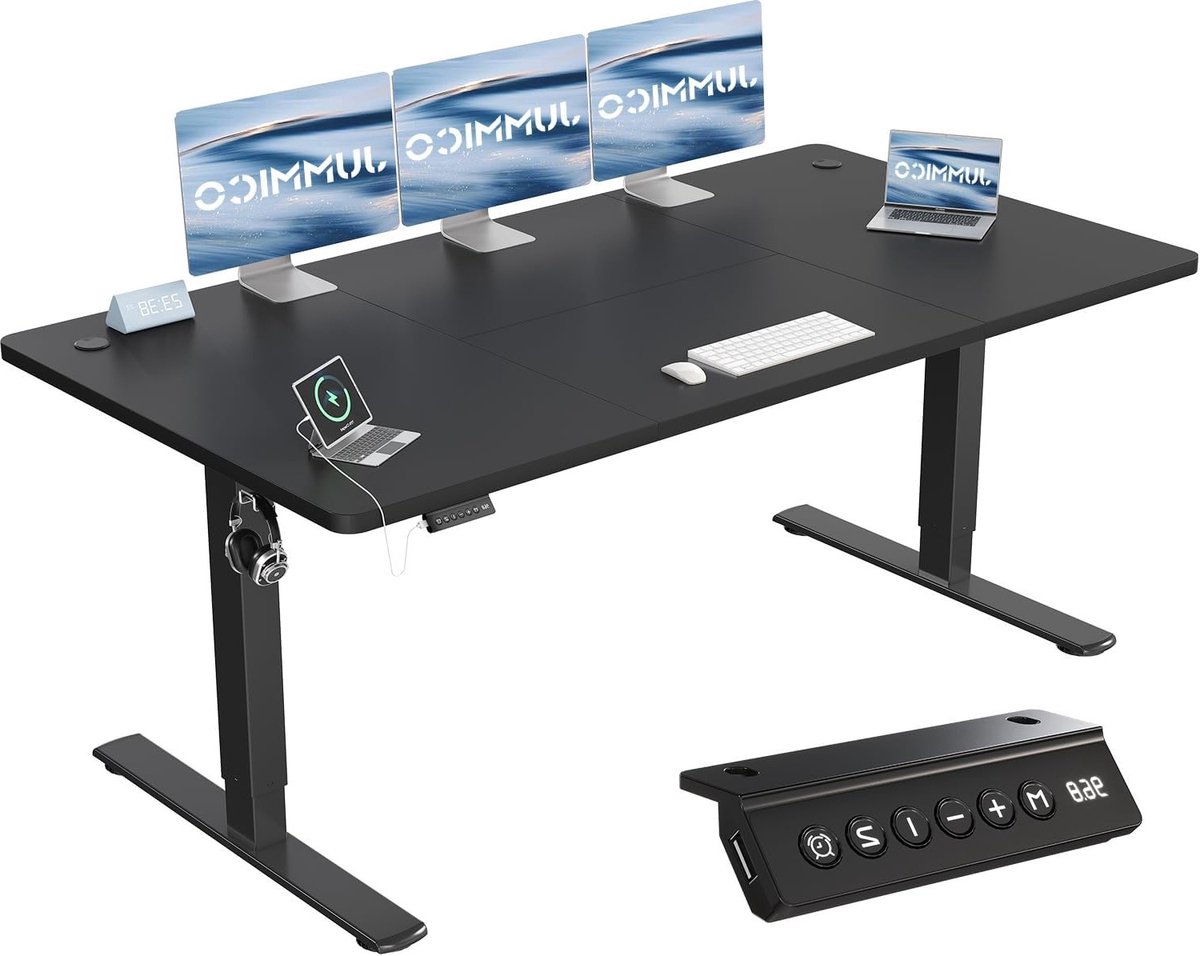 Electric Desk ProLift Max – Elektrisch In Hoogte Verstelbaar Bureau 180x80 cm – Sta-Bureau met USB-Oplaadpoort – Verstelbare Computertafel voor Kantoor, Gaming en Thuiswerken – Modern Zwart