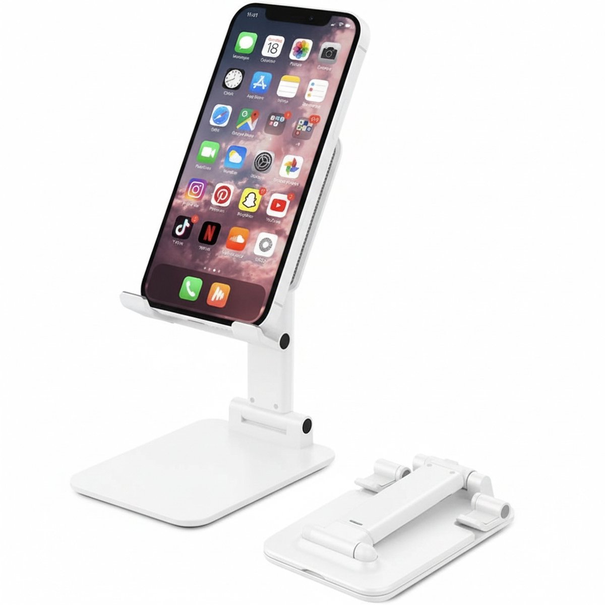 Luxyana® MTH61 Luxe Opvouwbare Telefoonhouder voor Bureau en Tafel – Ideaal als Gsm Statief - Verstelbare Telefoonstandaard – Wit