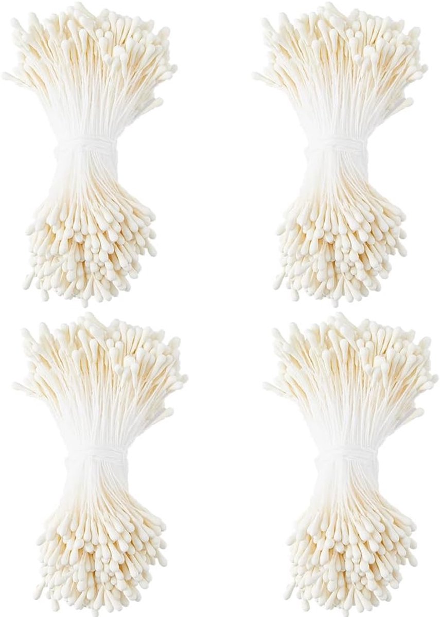 1600pcs Milky White Flower Stamens - Double Heads - Handmade Flower Stamens - Pistil - Artificial Mother Of Pearl Flowers - Pollen Stamens - Flower Making - Scrapbook Decoration