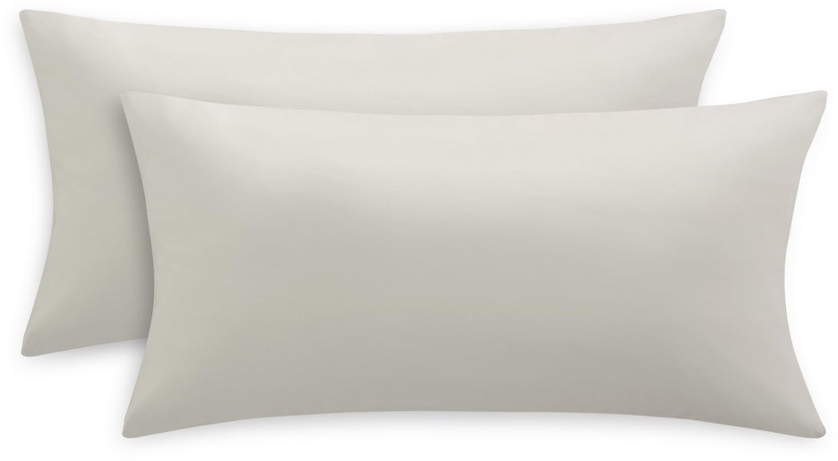 Unyqoos Set van 2 zachte beige kussenhoezen 40x80 cm met rits voor comfort