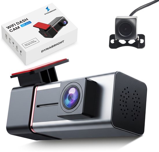 Dynabright Dashcam 4K – Incl. 32GB kaart - Met Achteruitcamera (1080p) – Nachtzicht – Dashcam Voor Auto - Wifi – GPS – Parkeermodus – Dashcams - 170° Groothoek – G-Sensor Noodvergrendeling