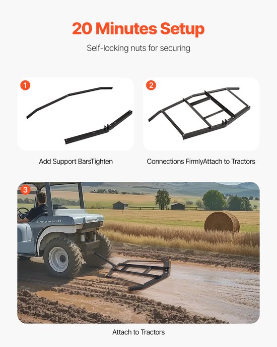 VEVOR Sleepeg Weideeg Weidesleep Gazontractor Veldeg 1670x860mm van VEVOR — afbeelding 3