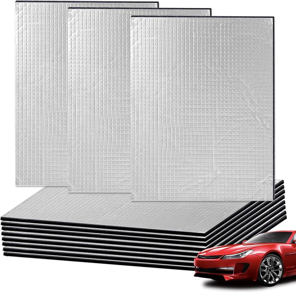 Pack van 12 Geluidsisolatie Matten - 40 x 25 cm - Zelfklevende 5 mm Brandwerende Vochtbestendige Waterdichte Geluidsisolatie Mat