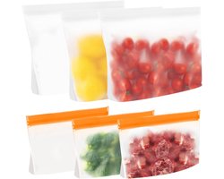 Herbruikbare vrieszakken met staande bodem - silicone voedselzak - opbergzak - sandwichzak - keukenzak voor groenten - melk - snacks - vlees - 6 stuks