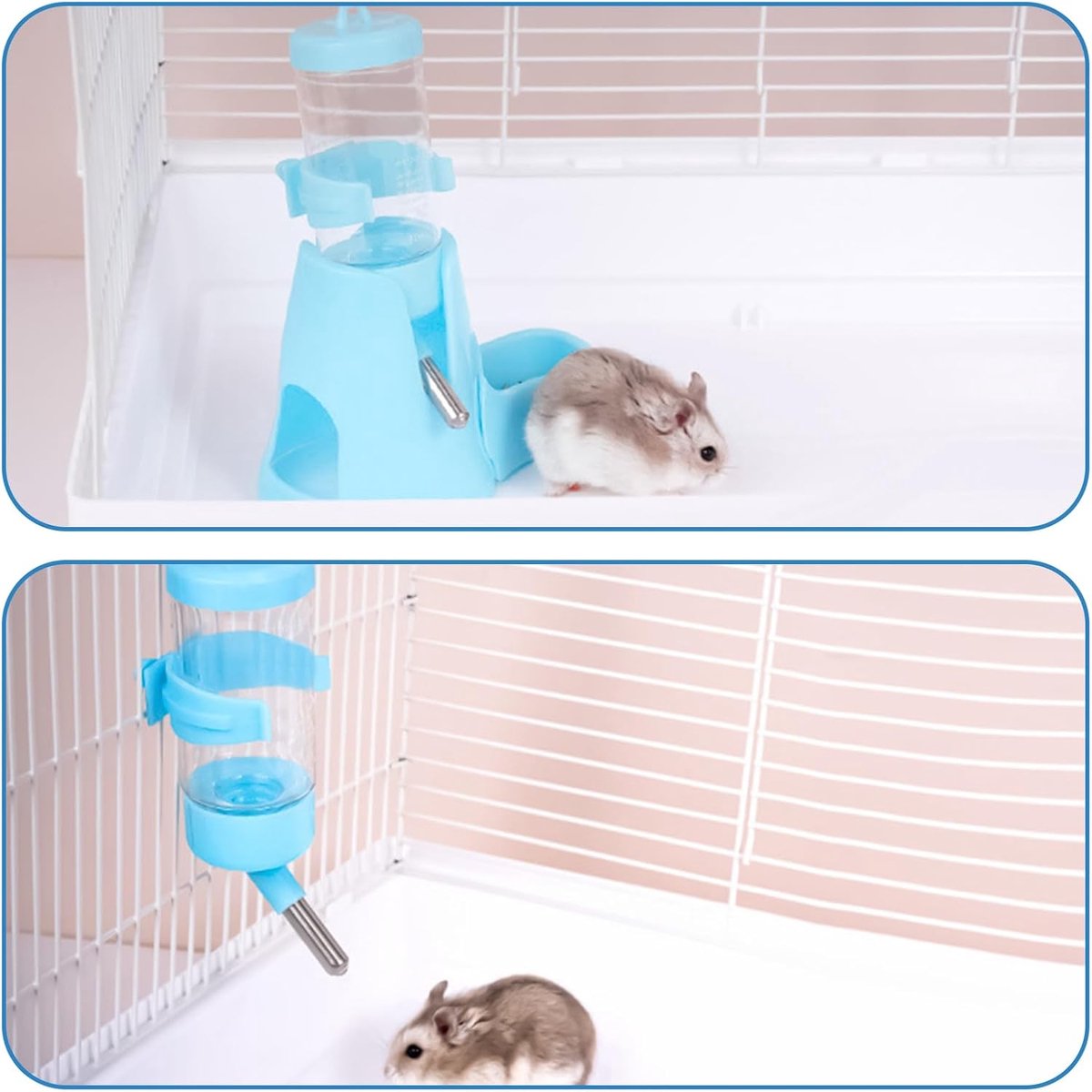 Drinking Bottle voor Hamsters – 125 ml – Kleine Dieren Waterfles – Blauwe Rodent Waterfles – Hamster Waterfles – Waterdispenser met Standaard Dispenser – Huisdieraccessoires voor Konijnen en Chinchilla’s