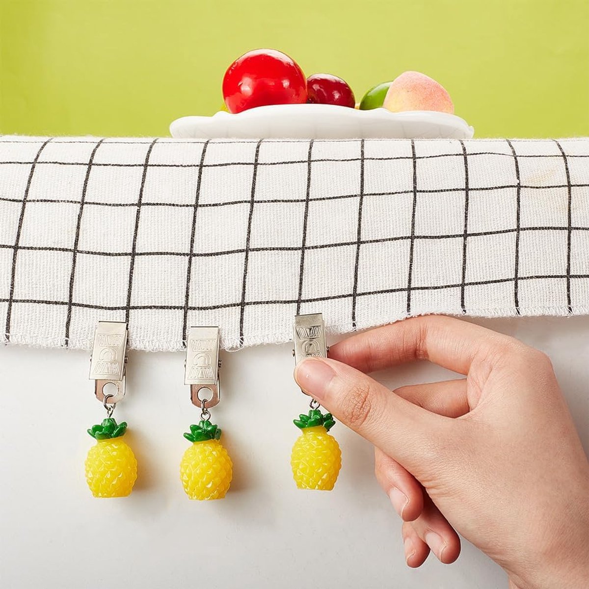 Candala 8 stuks ananas tafelkleed gewicht fruit tafelkleed gewicht hars doek gewichten clips tafelkleed gewichten met metalen clips voor decoratie buiten tuin feest bruiloft tafelkleden
