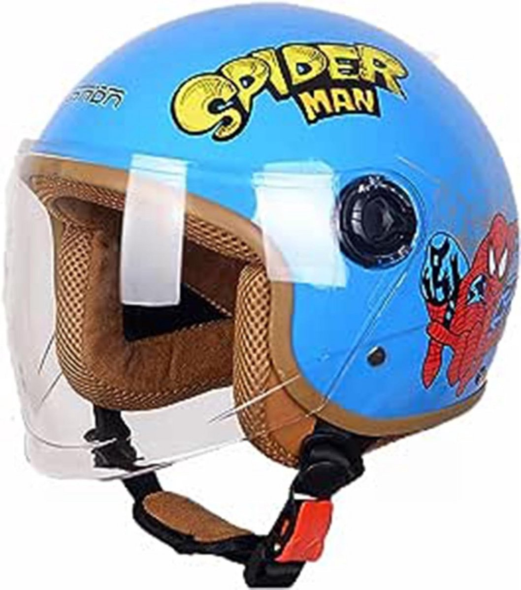 Kinderhelm Met Vizier voor Scooter en Fiets | Verstelbaar 50-58CM | Jethelm voor Jongens en Meisjes