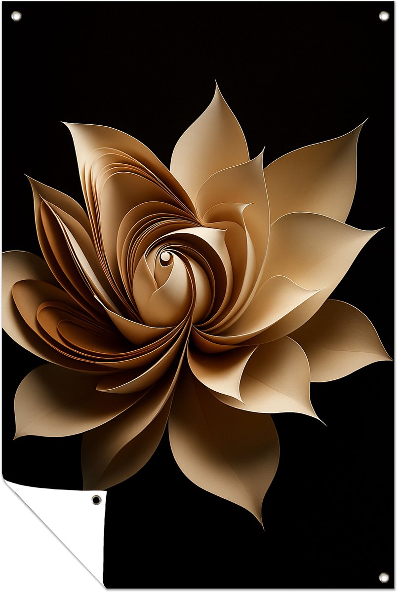 Papierbloem spiraal – wanddecoratie buiten – Tuinposter – 70x105 cm
