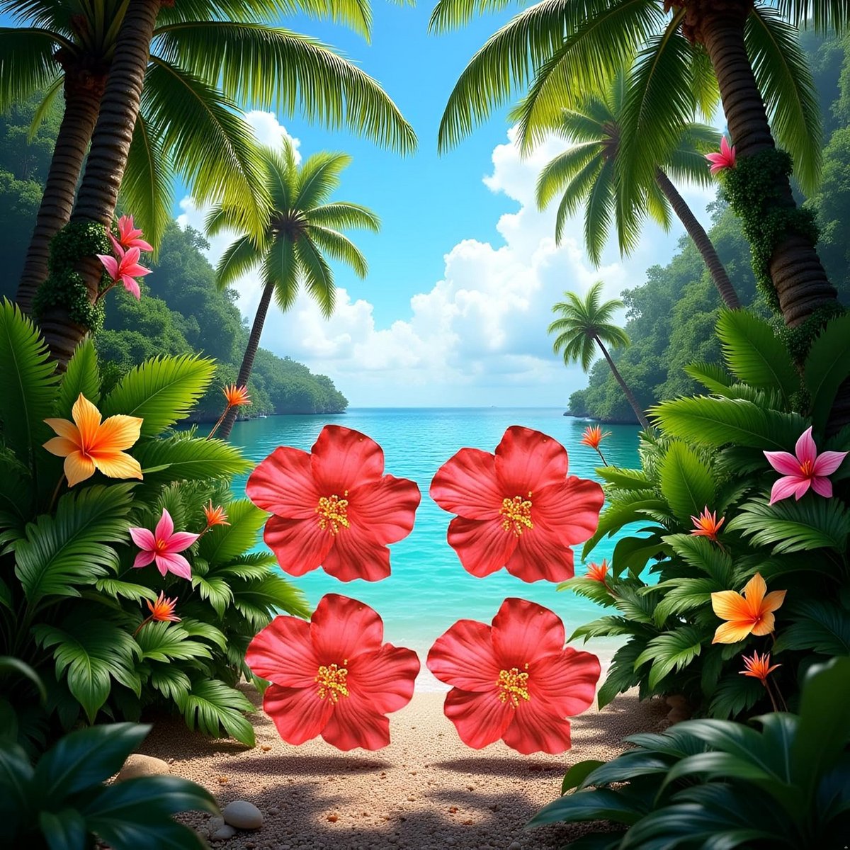 Set van 4 Rode Hawaiiaanse Bloemen Haarclips 8 cm voor Dames en Meisjes