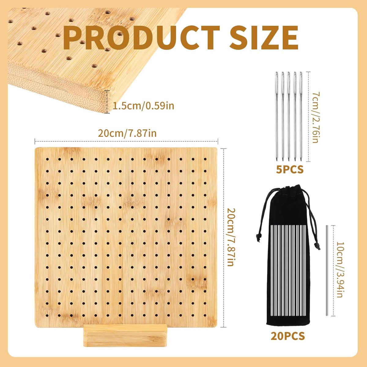 Handgemaakte Houten Blokplank met RVS Pinnen voor Haken en Breien — cadeau in Hobby - foto 5