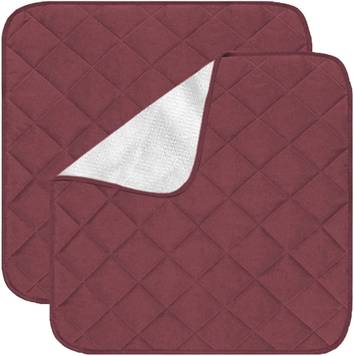 Herbruikbaar waterdicht zitkussen absorberend incontinentie set van 2 wasbare stoelkussens - 559 x 533 cm - senioren volwassenen onderpad bescherming - wijnrood incontinentie onderlegger