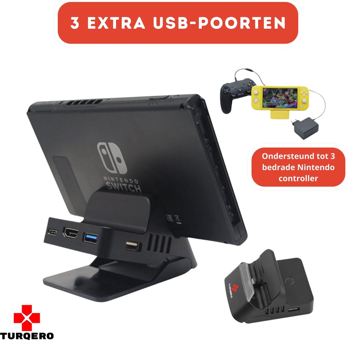 Turqero TV Docking Station Set voor Nintendo Switch & OLED - 4K UHD thumbnail 6