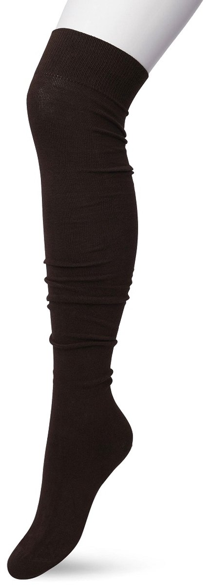 Bonnie Doon Overknee Kousen Donker Bruin Dames - Overknee Sokken - Over de knie - Katoen - Gladde Naden - Extra Comfortabel - Maximaal Draagcomfort - Warm - Overknees - Kniekousen - Donkerbruin - Dark Brown - P53496.106