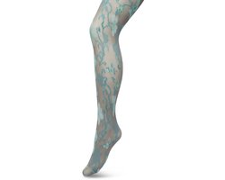 Bonnie Doon Bloemen Panty 60 Denier Grijs Dames maat L/XL - Bloemenprint - Gebloemd - Print - Gladde Naden - Maximaal Draagcomfort - Floral Ornament Tights - Chique Panty - Feestelijk - Grijs/Blauw - Grey - BP221905.235