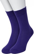 Bonnie Doon Basic Sokken Dames Donker Paars maat 36/42 - 2 paar - Basis Katoenen Sok - Gladde Naden - Brede Boord - Uitstekend Draagcomfort - Perfecte Pasvorm - 2-pack - Multipack - Effen - Diep Paars - Dark Purple - OL834222.206