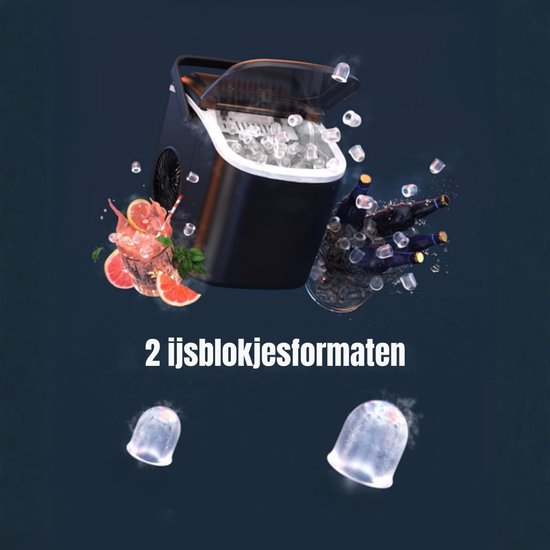 RVV® Ijsblokjesmachine - Zelfreinigende Ijsblokjesmaker - Kleine Ijsblokjesmachine - Zwart - 23cm x 30cm x 30cm van Merkloos — afbeelding 5