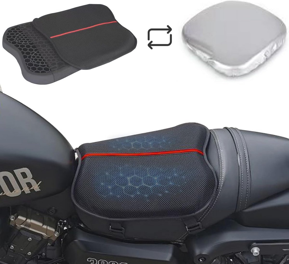 Motorzadelkussen voor motorfiets met schokdemping en warmte-isolatie