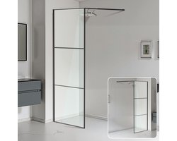 Douchewand 80 x 200 cm - Zwart – Inloopdouche 5 mm Veiligheidsglas wandmontage voor veiligheid
