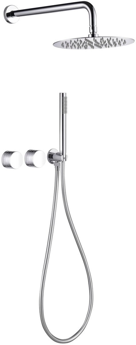 Hudor SC34 Douchepaneel - Regendouche Douchekolom Verchroomd Messing - Thermostaatkraan Douche Set - Erymanthe Collectie - Premium Douchesysteem