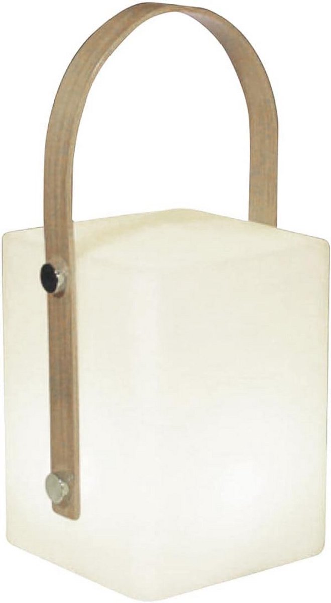 Draadloze Lantaarn met Bamboe Handvat - LED Warm Wit/Multi-kleur Dimbaar - Hoogte 27 cm