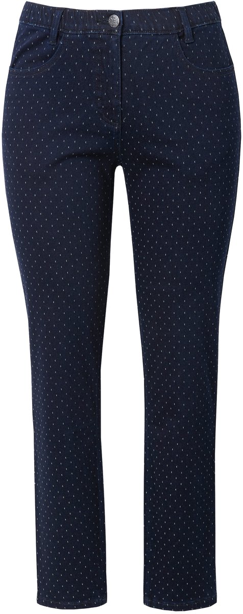 Ulla Popken - Dames - Jeans Sarah stippen smalle taps toelopende pijpen - Donkerblauw denim - Maat 52