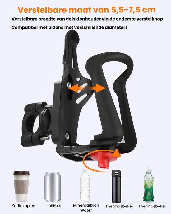 Universele Fiets Flessenhouder 2 Stuks - 360° Draaibaar voor Fiets, Scooter en Motorfiets — afbeelding 3