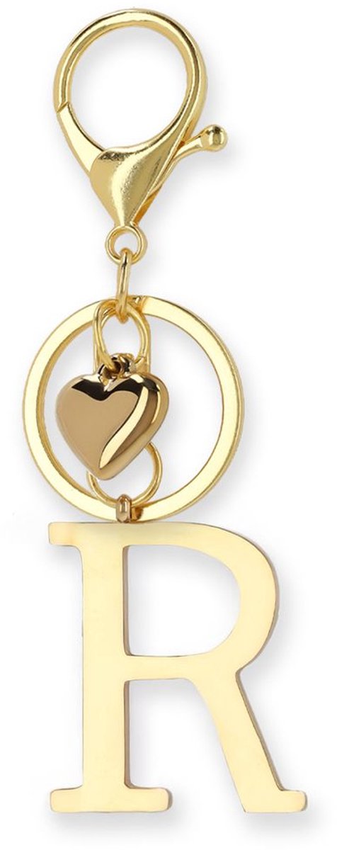Manfield - Dames - Goudkleurige bag charm letter R - Maat 1