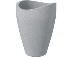 Hoge ronde plantenbak van gerecycled kunststof 40 cm - Stony Grey