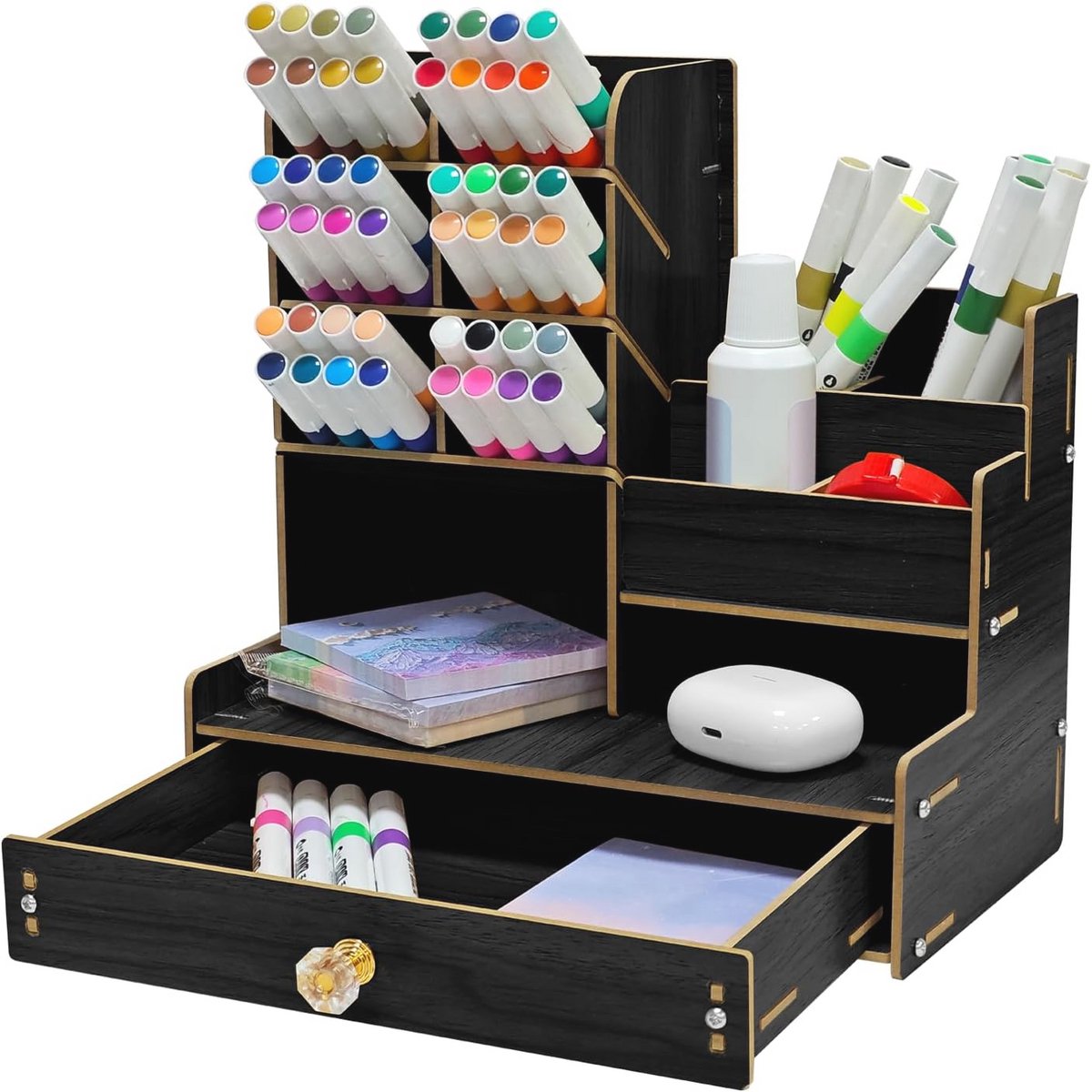 Houten Bureau-organizer DIY Desktop - Zwart