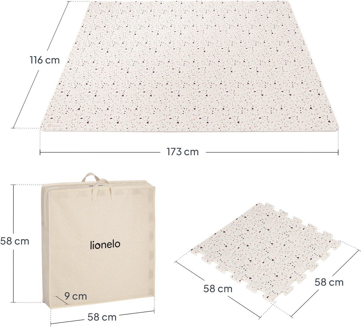 Yoka Speelmat Baby – Premium Speelkleed Foam – Veilig & Zacht – Dubbelzijdig Vloerpuzzel – Opvouwbaar + Opbergtas – voor Binnen & Buiten – Speeltapijt – Baby Speelgoed 6 3 9 1 maanden – Babygym Play Mat – Cadeau vanaf 0 jaar Mooie Beige Kraamcadeau — afbeelding 7