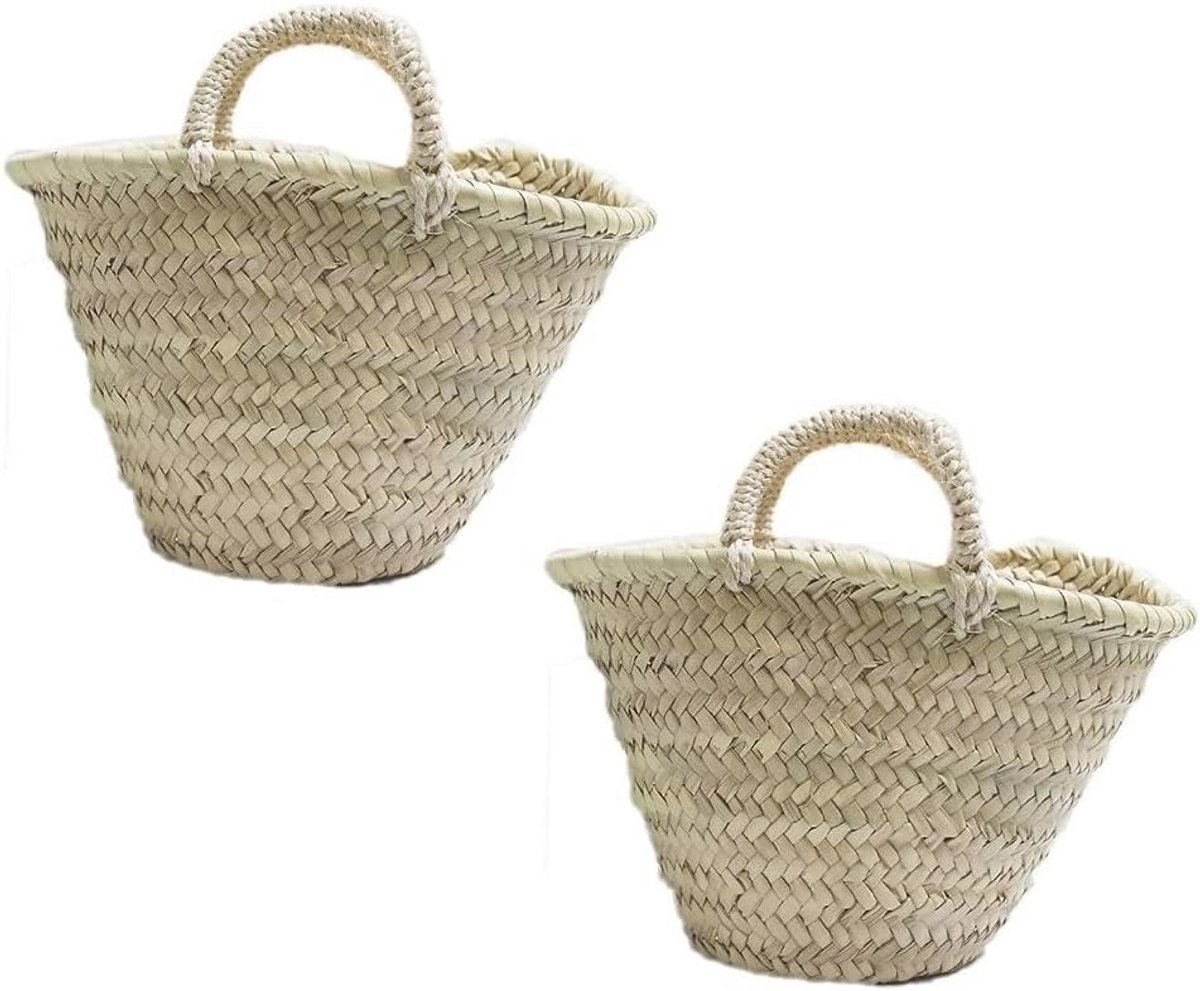 Set van 2 handgemaakte babymandjes van natuurlijke vezels