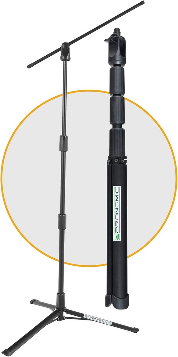 Professionele Opvouwbare Microfoonstandaard met Hoogteverstelling - Stalen Microfoonhouder met Snelsluitingen en 50 cm Arm