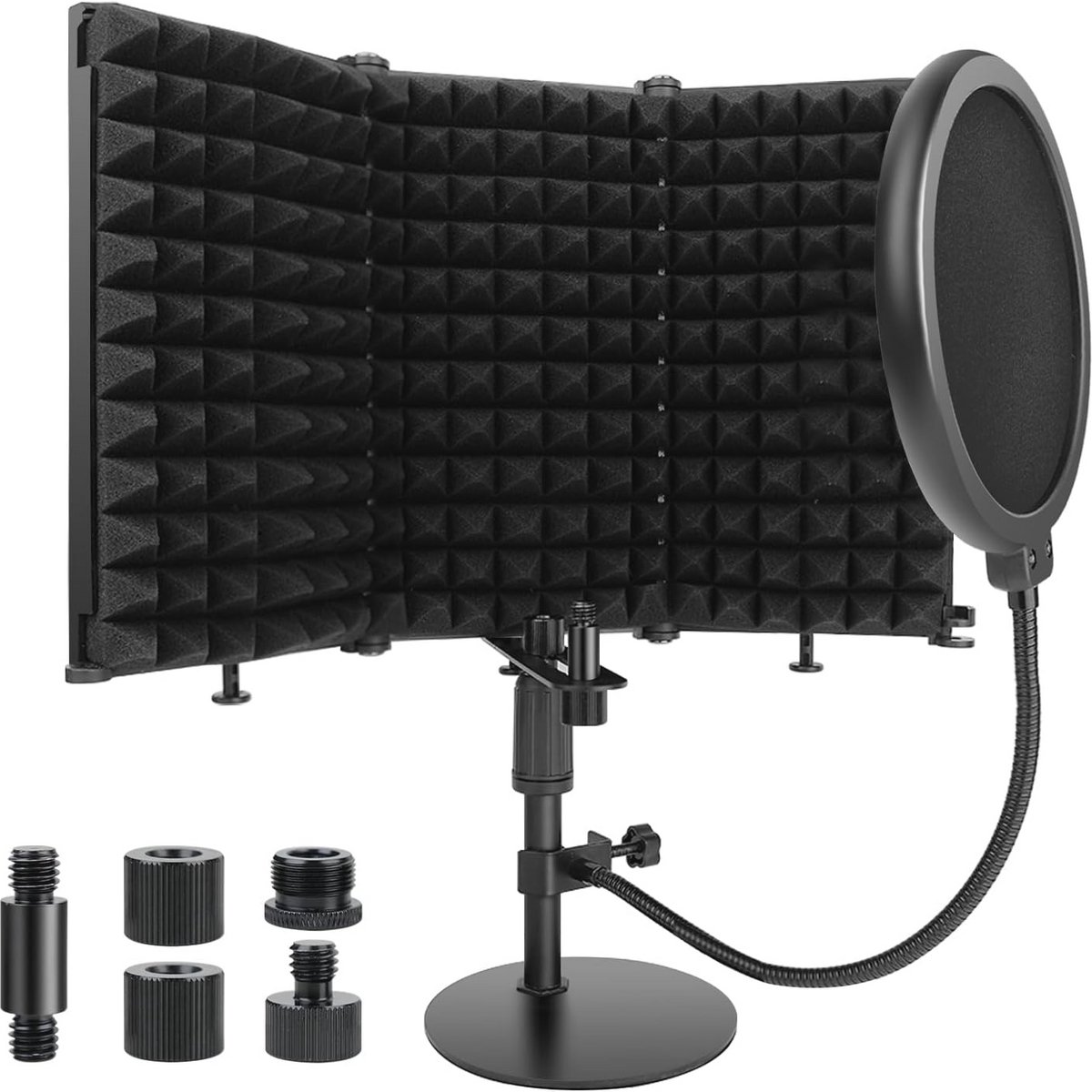 Microfoon isolatiedek met tafelstandaard en popfilter voor geluiddemping