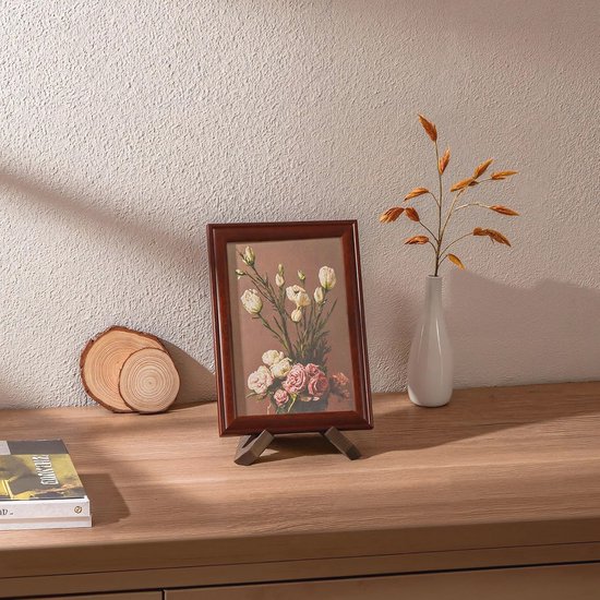 VOSSOT Houten Platenstandaard – 11 Cm Gepresenteerd Voor Borden, Foto's, Boeken & Vinyl, Grenenhout, Rustiek Design