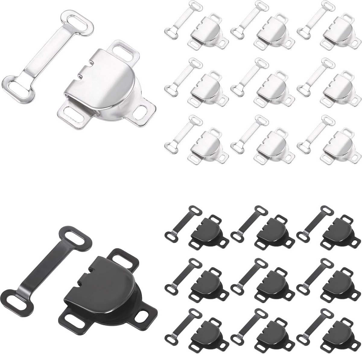 20 Sets Trouser Hooks for Sewing - Closures for Pants and DIY Crafts in Black and White