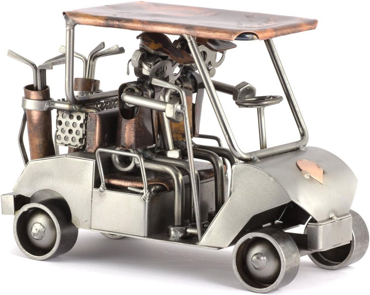 Schroevenmannetje Golfwagen - Handgemaakt Metalen Figuur als Cadeauidee
