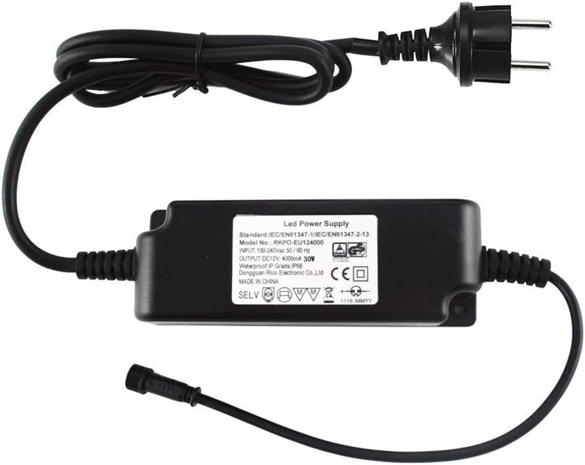 Waterdichte 30W LED Driver Transformator voor Buiten - DC 12V Adapter