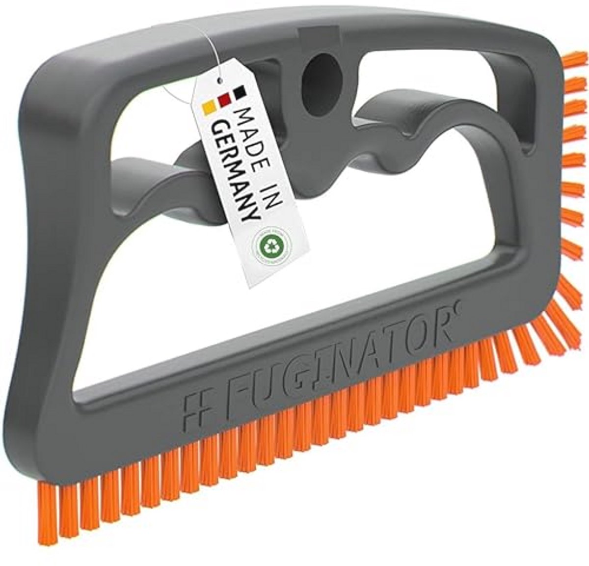 Recycling tegelvoegborstel in grijs/oranje voor optimale tegelonderhoud