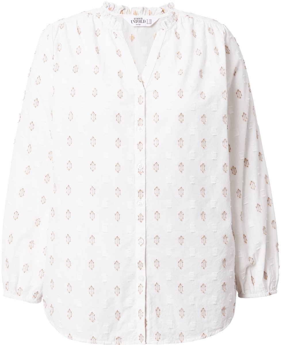 Studio Untold - Dames - Blouese losvallend model geweven motief - Lichtbeige - Maat 58+