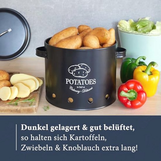 Set de boîtes hermétiques pour la conservation des légumes - 3 boîtes de conservation élégantes pour pommes de terre, ail et oignons