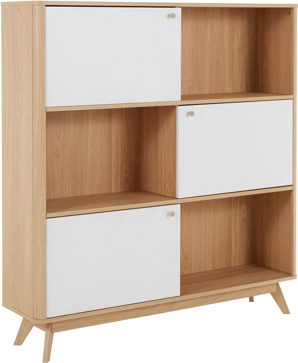 Avery-Vitrinekast - 3-deuren - Eikenlook/Wit