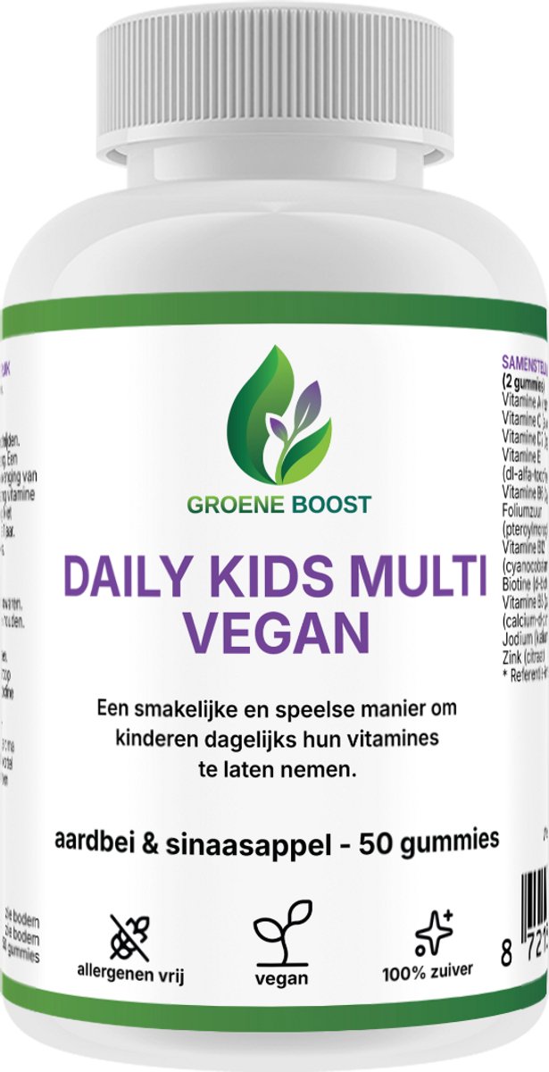 Groene Boost Daily Kids Multi Vegan Supplement – 50 Capsules – Multivitamine Kinderen Vegan